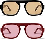 VANLINKER Lunettes de soleil Retro Square Aviator pour Femmes Hommes 70s Vintage Style Trendy Flat Top Lunettes de soleil Rectangle VL9826