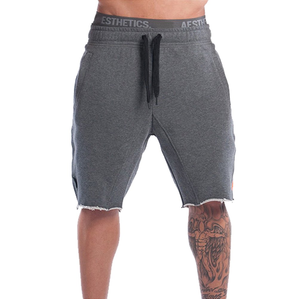 Mens GYM Fitness Shorts, Cotton Bodybuilding Running Sports Jogger Pants With Pockets