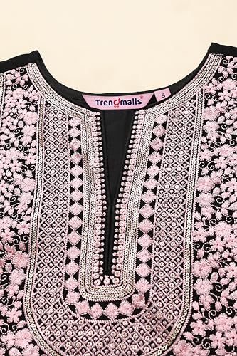 Image of TRENDMALLS Women's Georgette Embroidery Sequence Work Kurta Sharara Set with Dupatta Salwar Suit Set For Women
