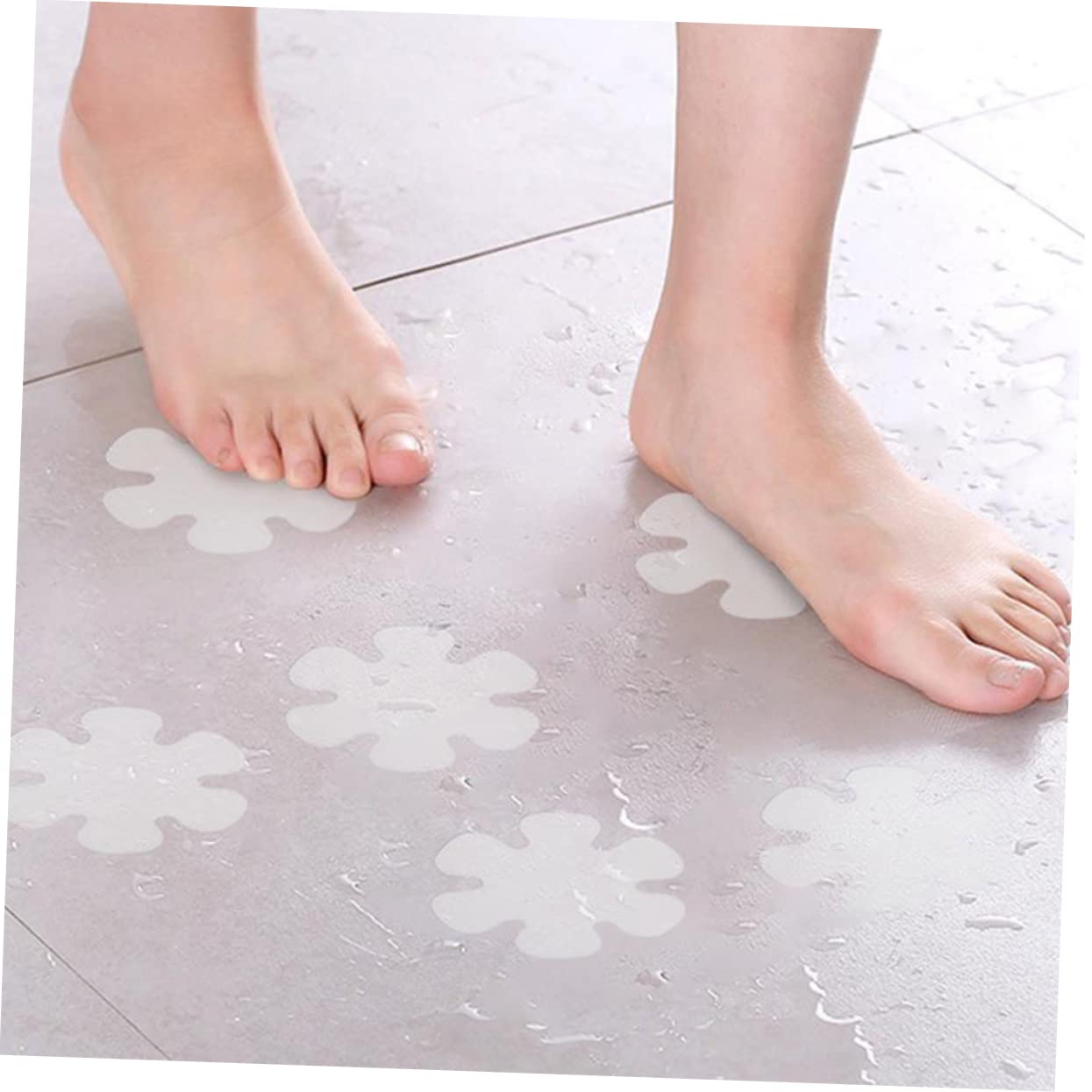 FOYTOKI 12Pcs Flower Non Slip Stickers for Bathroom Kitchen Self Adhesive Decals Transparent Floor Safety Stickers for Bathtubs and Slippery Surfaces