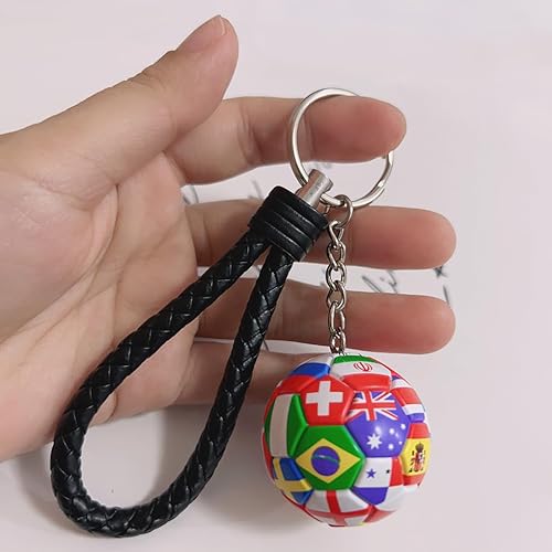 Miniatura 12 de KCKEYS Geometric Soccer Ball Keychain, Black and Silver Football World Cup Key Chain Pendant, Sports Ball Key Chain