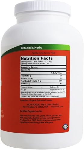Miniatura 2 de NOW Foods, botella de espirulina orgánica de 1 libra (paquete múltiple)
