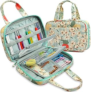 Coopay Knitting and Crochet Organiser, Crochet Tool Organiser Case Snazzy Needle Handbag With Vinyl Zipper Pockets, Interchangeable Circular Needles Case, Crochet Hooks Holder, DPNs Storage Bag