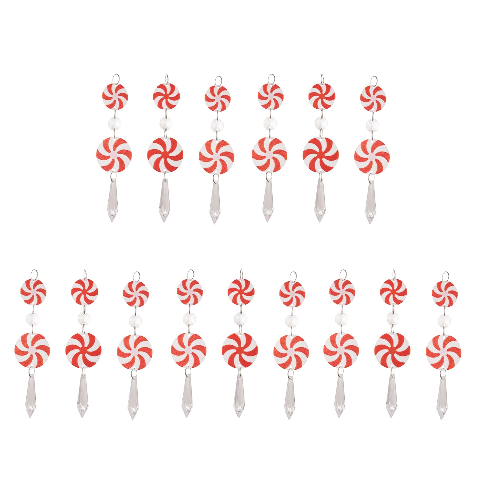 Elnwnnkc Of 15 Elegant Christmas Tree Hanging Pendant Festival Candy Cane Cone Hanging Charm for Christmas Tree Decoration Acrylic Candy Pendants