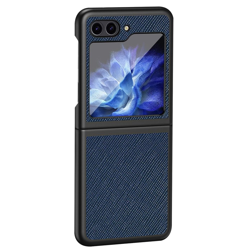 Mince Étui pour Samsung Galaxy Z Flip 7, PU Cuir Housse Protection Antichoc Coque Anti - Empreintes,Bleu,Flip 7