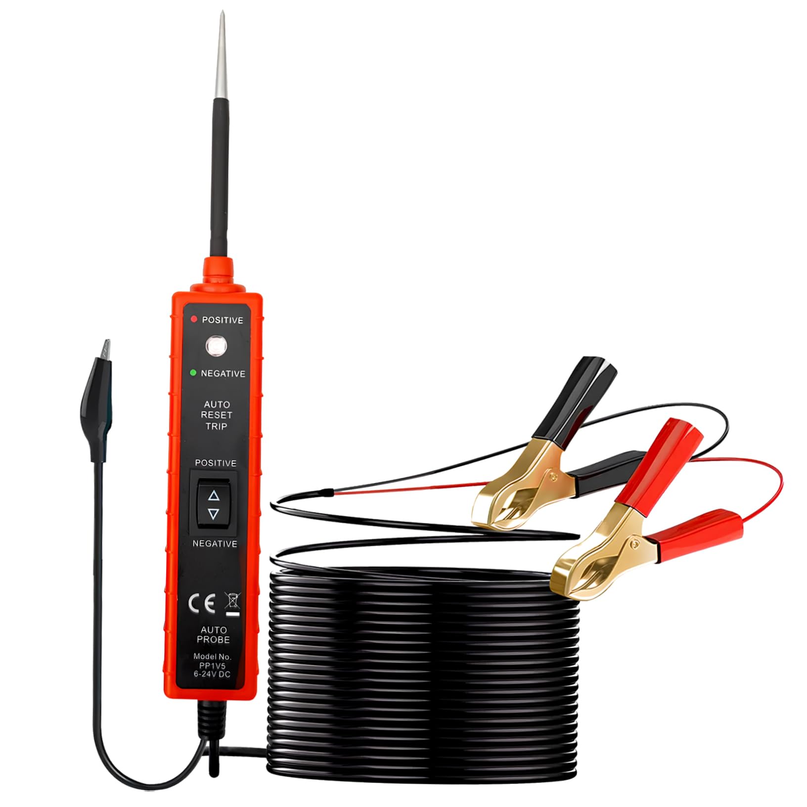 Amosfun Comprobador de Circuitos Automotrices, Detector de Cortocircuitos y Circuitos Abiertos, Rango Dc 6-24v, para Motocicleta y Remolque