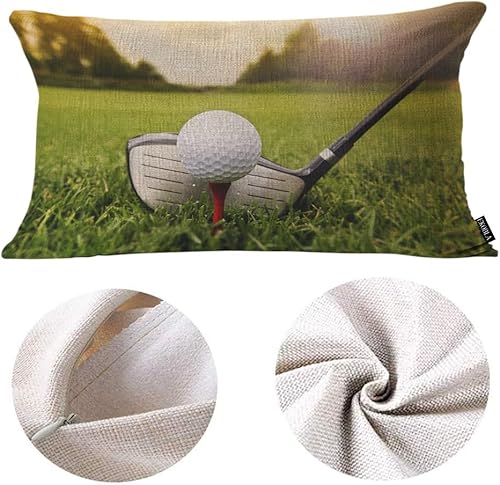 Miniatura 5 de EKOBLA Fundas de almohada cuadradas decorativas para club de golf, amantes del deporte, campo de golf, algodón, lino, cuadradas, para la cintura,