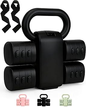 Adjustable 2-in-1 Dumbbell & Kettlebell Set, Free Hand Weight 4.4lb11lb for Home Gym Training