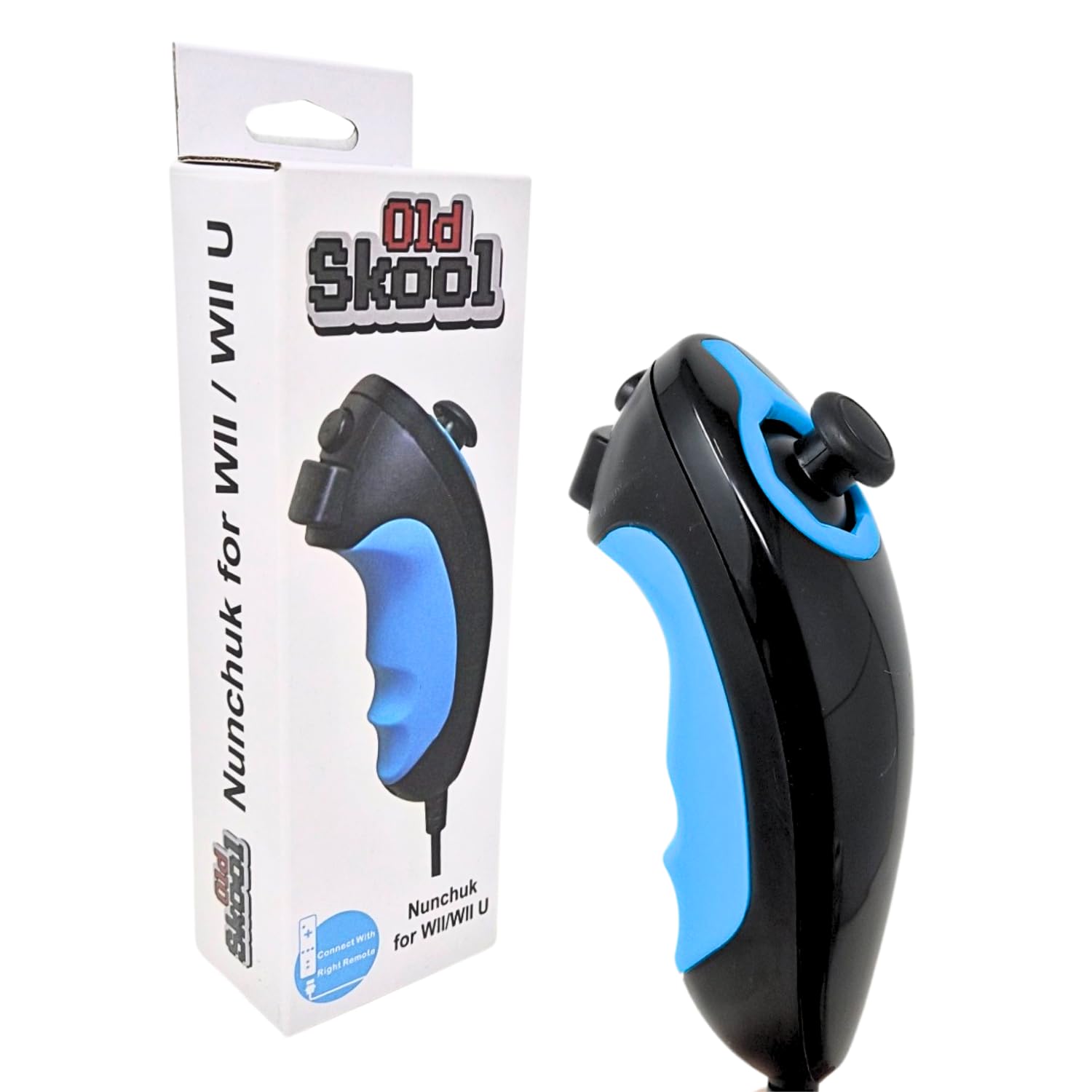 Old Skool Nunchuk Controller, Compatible with Wii or Wii U - Black