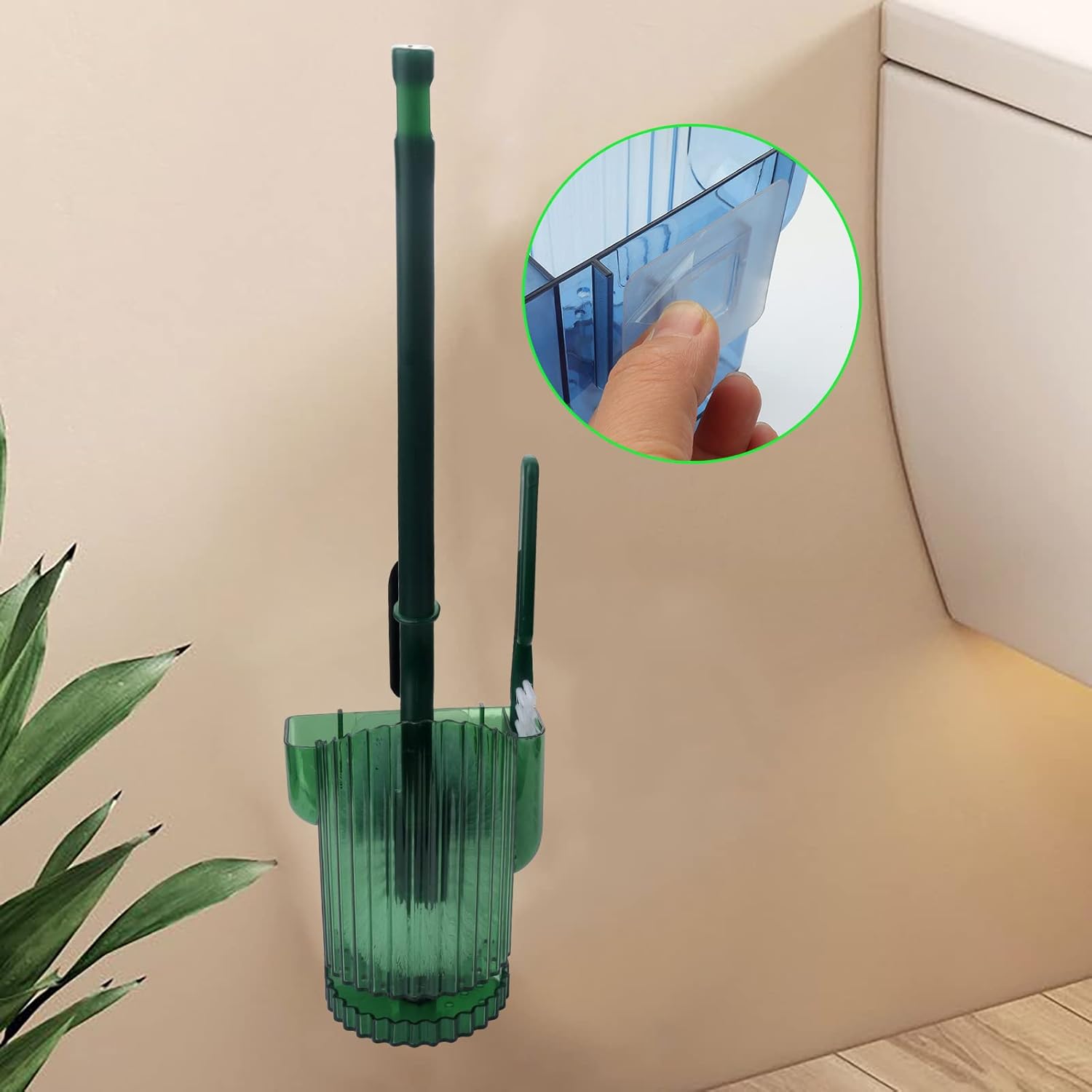 Set of 2 Upgraded Toilet Brushes with Holder, Long Handle Toilet Brush, Slim and Compact Bathroom Toilet Brush Set - Toilet Brush Sturdy, Deep Cleaning, with Crevice Brush