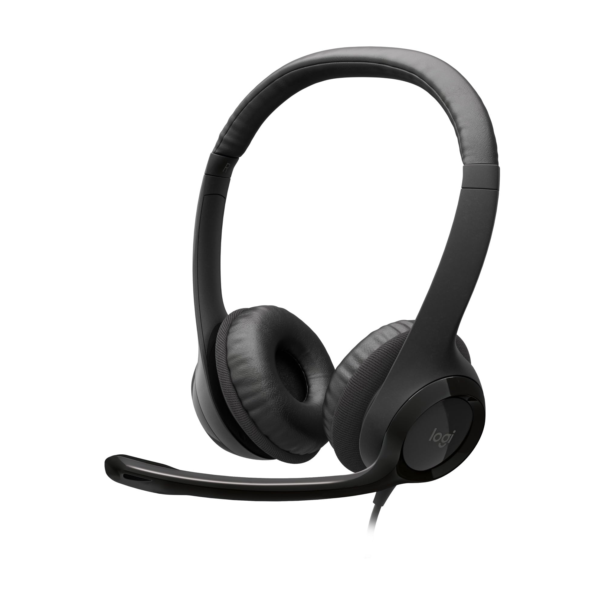 Logitech H390 Wired Headset for PC/Laptop, Stereo Headphones with Noise Cancelling Microphone, USB-A, In-Line Controls, Works with Chromebook - Black