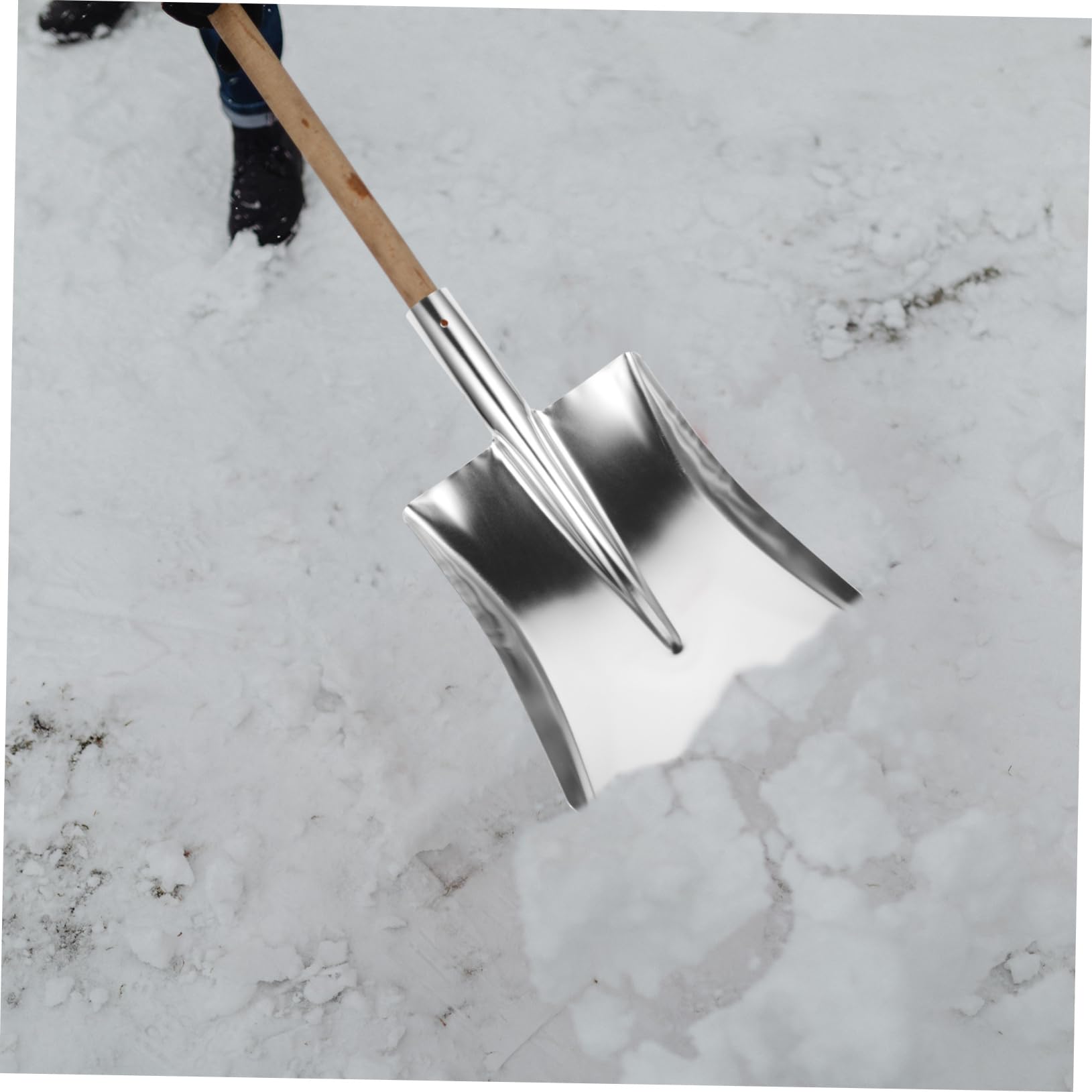 Edelstahl Schneeschaufel Rostfrei, Fein Poliert, Silber
