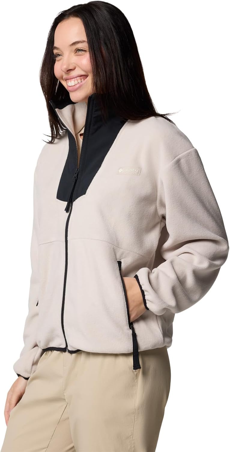 Columbia Womens Sequoia Grove Full Zip Fleece Jacket, Dark Stone/Black, X-Large