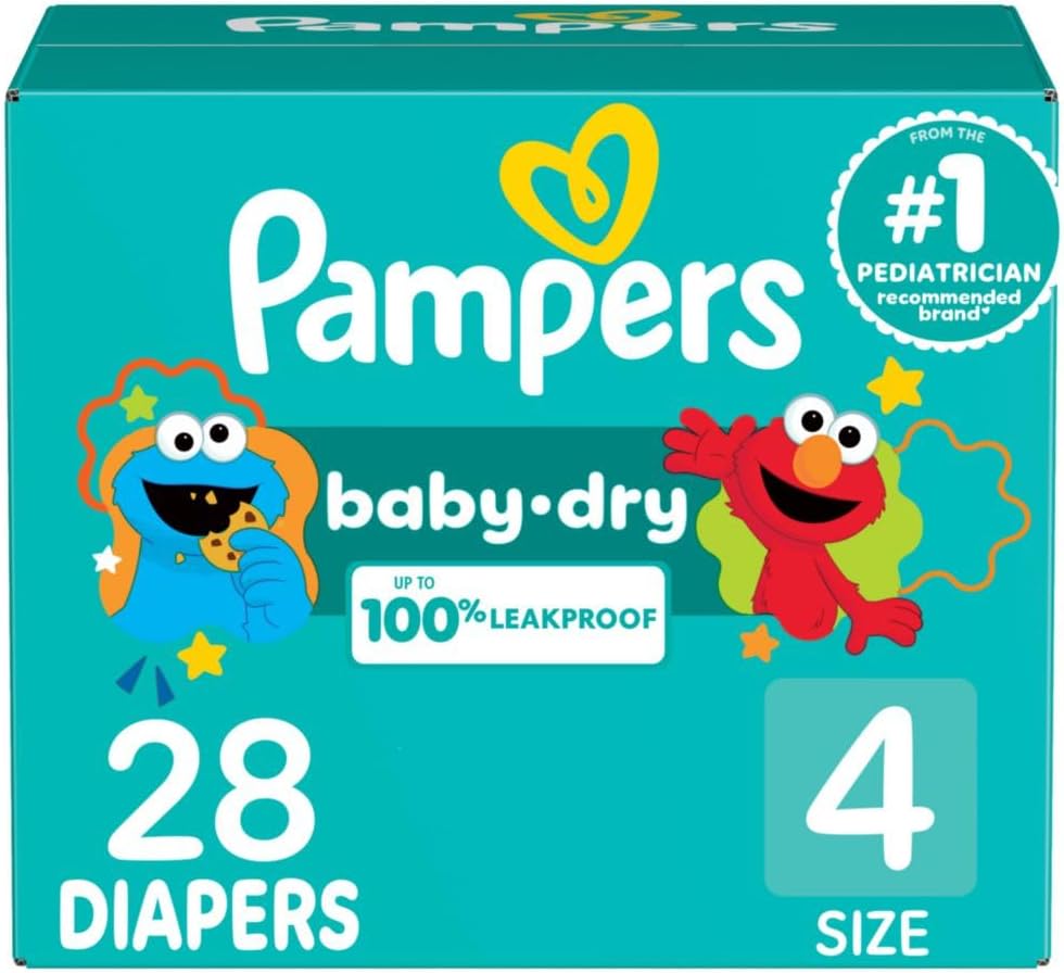 Pampers Diapers - Baby Dry - Size 4, 28 Count, Absorbent Disposable Infant Diaper (Packaging May Vary) Size 4 28