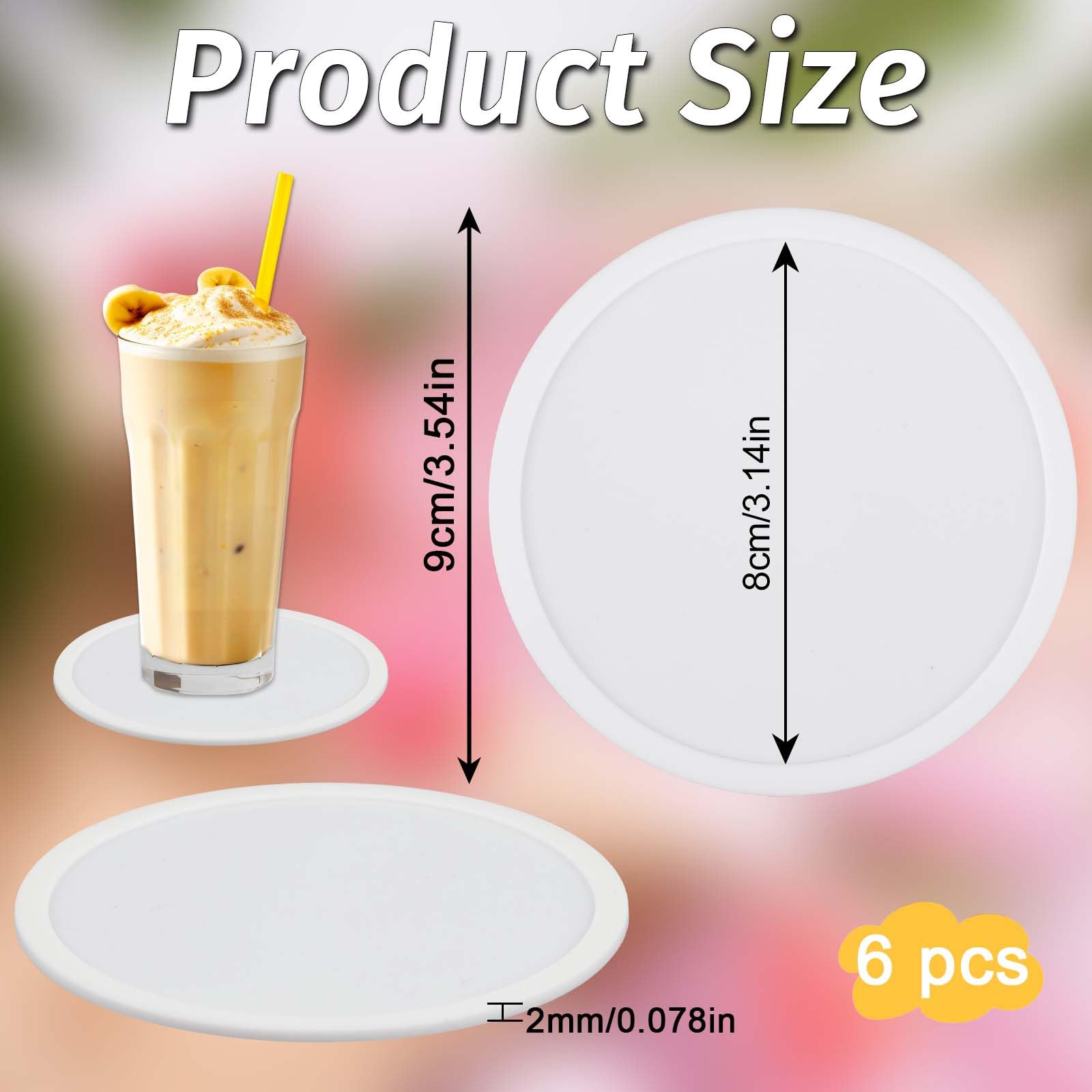 Lusofie Coasters Set of 6, Silicone Coasters Round Cup Coaster - Image 2