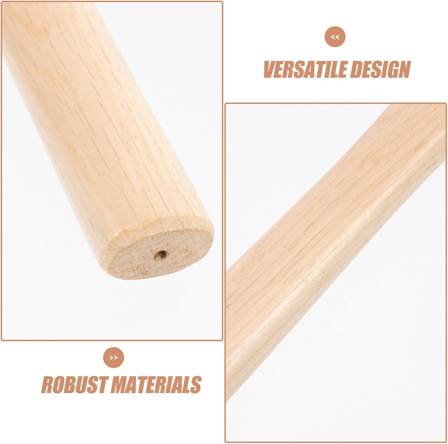 Wooden Hammer Handle Replacement for Sledgehammer and Camp Axe, Octagonal Round Head Grip, Sturdy Wood Handle for Outdoor and Industrial Use