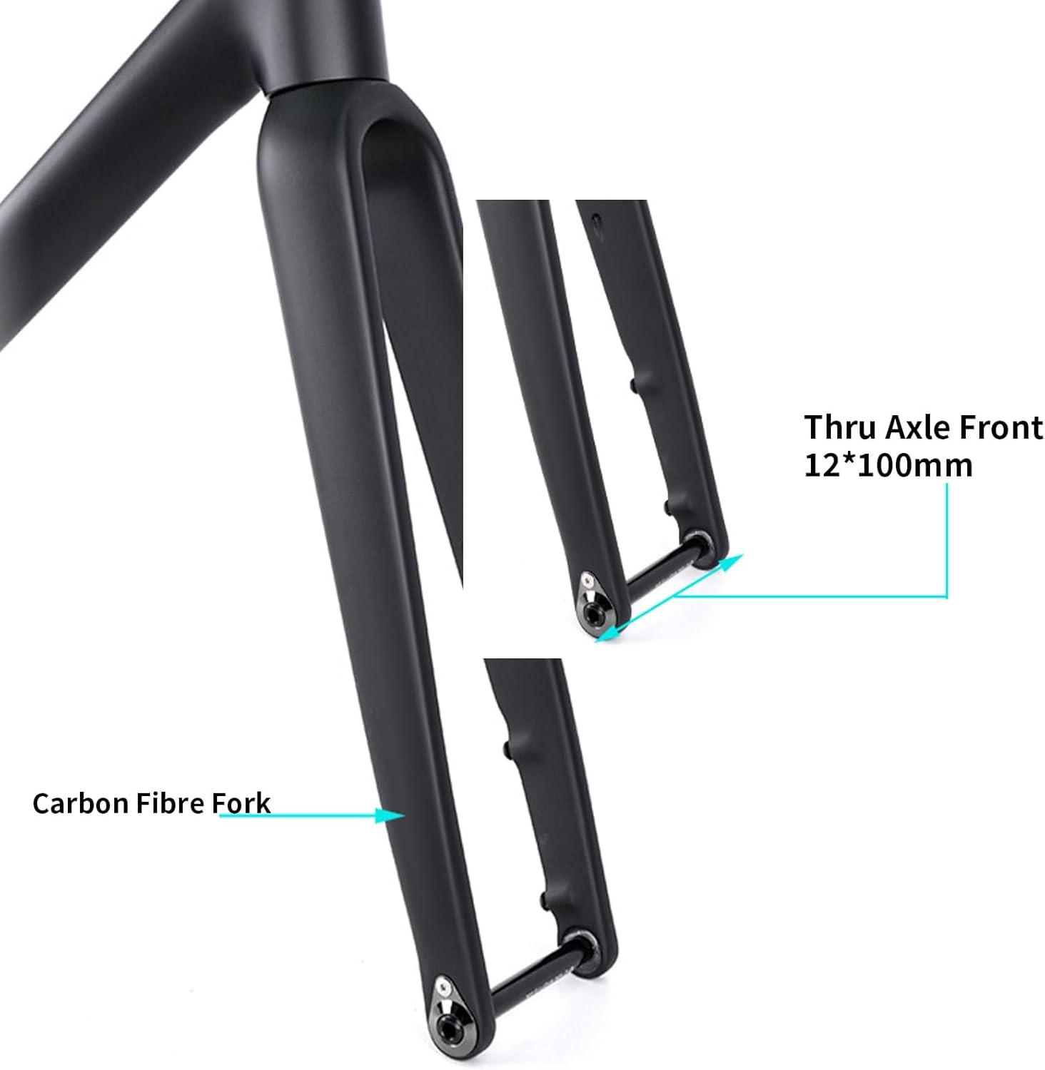 41cm/44cm/47cm/50cm/53cm Bike Frameset with Fork 700C Road Bike Frame Thru Axle 100/142MM Aluminum Alloy Bike Frame Disc Brake Internal Routing