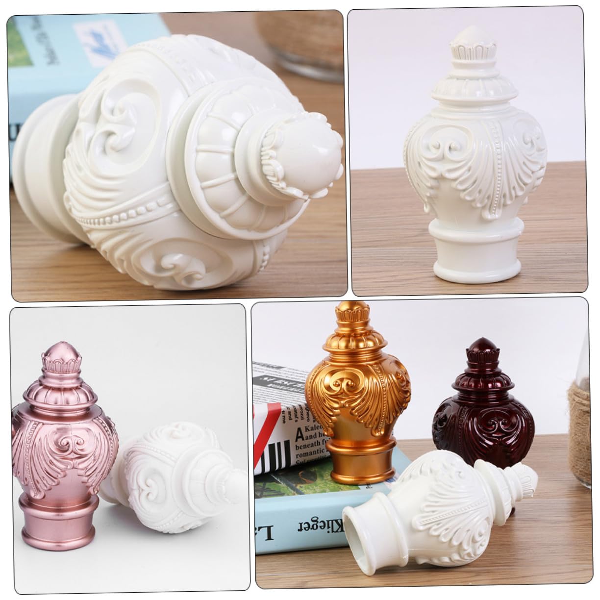 Embouts Décoratifs pour Tringles à Rideaux Design Créatif et Robuste Lot de 10 en Plastique Blanc pour Décoration de Chambre et Fenêtres