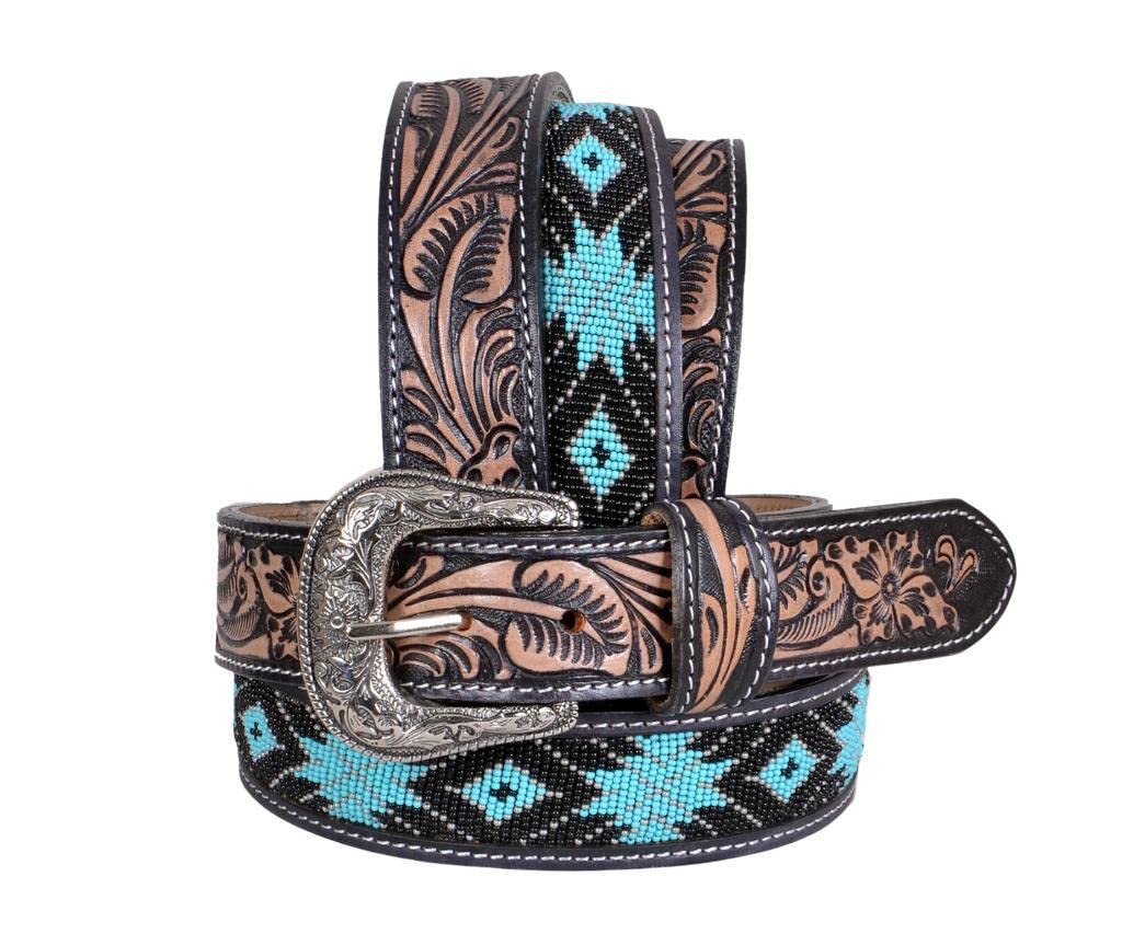 Affilare Western Beaded Genuine Leather Belt For Men and Women 30HQ113-30