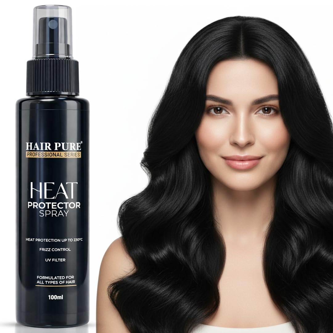 Hair Pure Heat Protector Spray | Hair Styling Spray for Women & Men | Heat Protection Spray for upto 230 °C | Less Breakage | Frizz Free & Damage Control | Heat Protection Spray (100Ml)