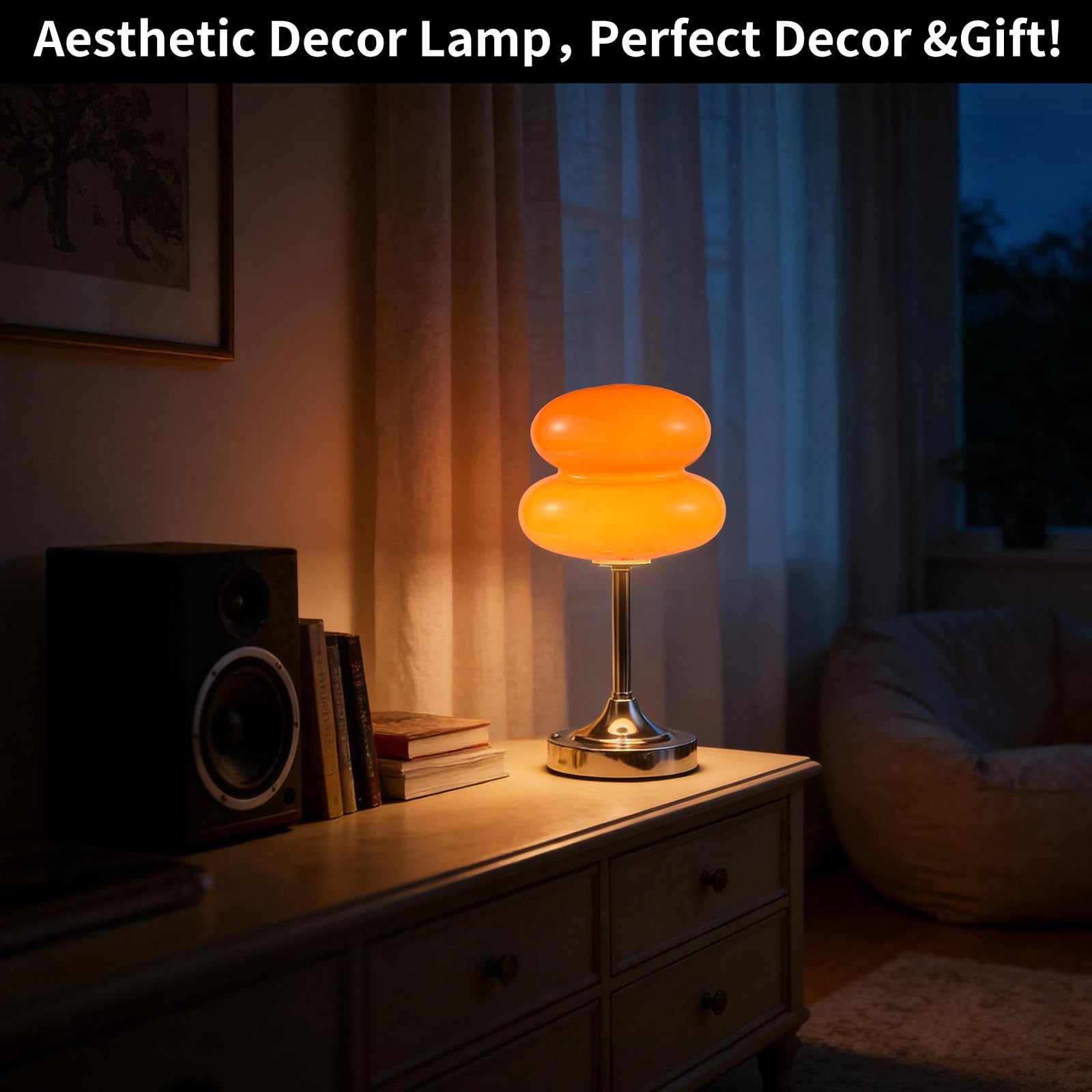 Cordless Mushroom Lamp Table Lamp for Bedroom, Battery Operate Mini Modern Mid Century Lamps,Unique Aesthetic Home Living Room Decor