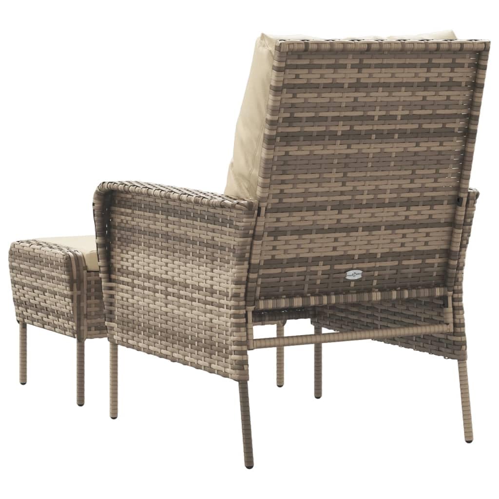 vidaXL Poltrona da Giardino con Poggiapiedi Polyrattan Marrone Chiaro