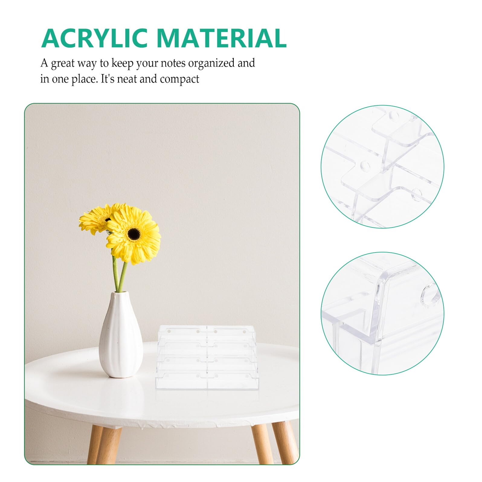 Caja de Tarjetas de Visita de Acrílico Transparente 2 Piezas | Organizador Compacto para Notas, Diseño Limpio y Ordenado, Uso en Escritorio y Habitación