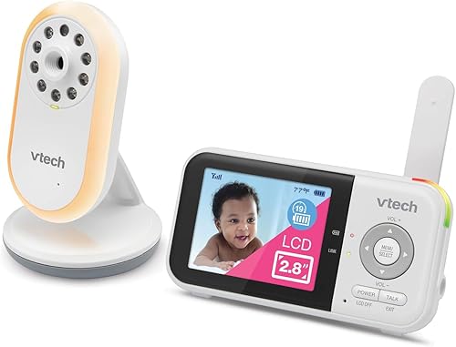 VTech VM3258 Monitor de bebé de video digital de 2.8 pulgadas con luz nocturna, audio bidireccional y sensor de temperatura