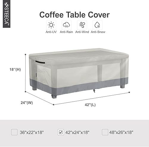 Miniatura 2 de Funda para mesa auxiliar de patio, impermeable, rectangular, pequeña, para muebles de exterior, 42 pulgadas de largo x 24 pulgadas de ancho x 18