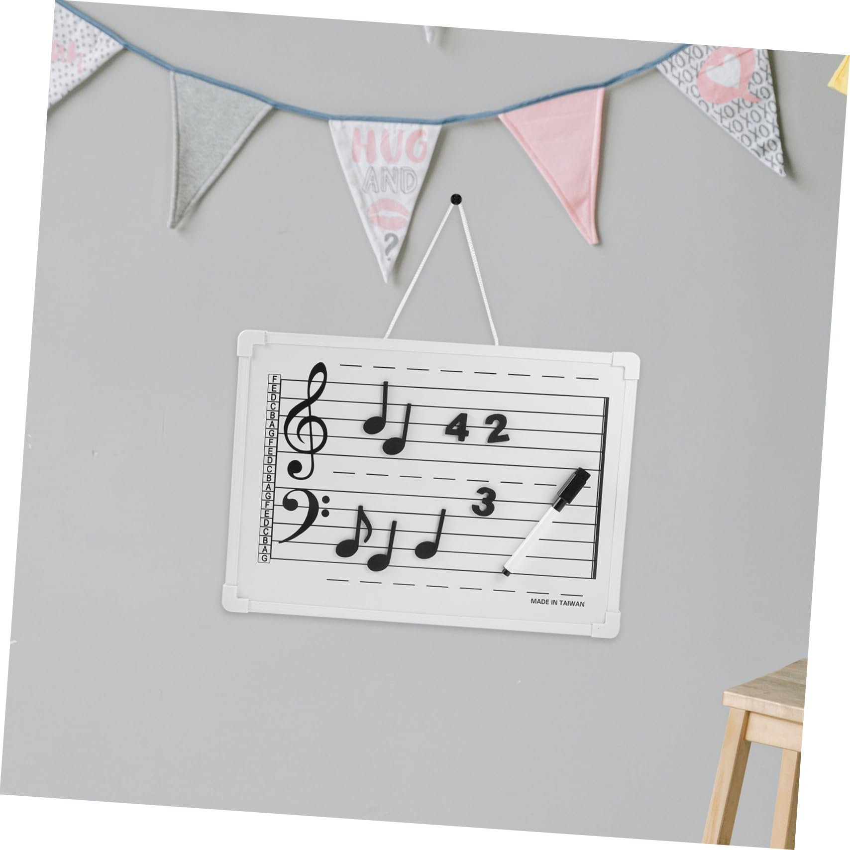 Tableau Blanc Effaçable à Sec pour L'apprentissage du Solfège, avec Autocollants de Notes, Plastique Léger, Réutilisable, École et Maison