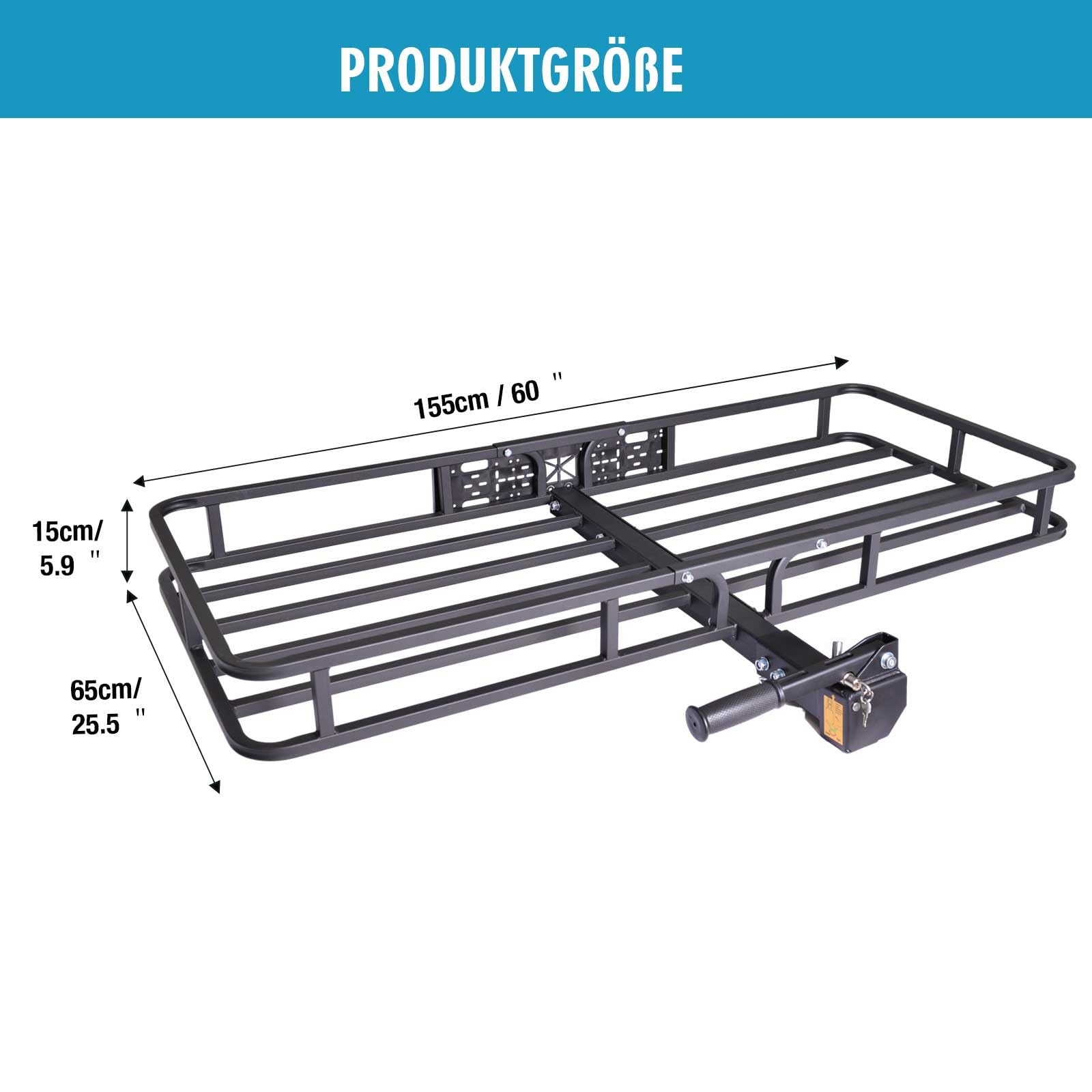 Heckträger für Anhängerkupplung 152x61x15cm,Wildträger Heckträger mit Montagekupplung,Suitable for Tow Hitch (Anhängerkupplung),Einsetzbar in ATV, PKW, SUV.Hoflader