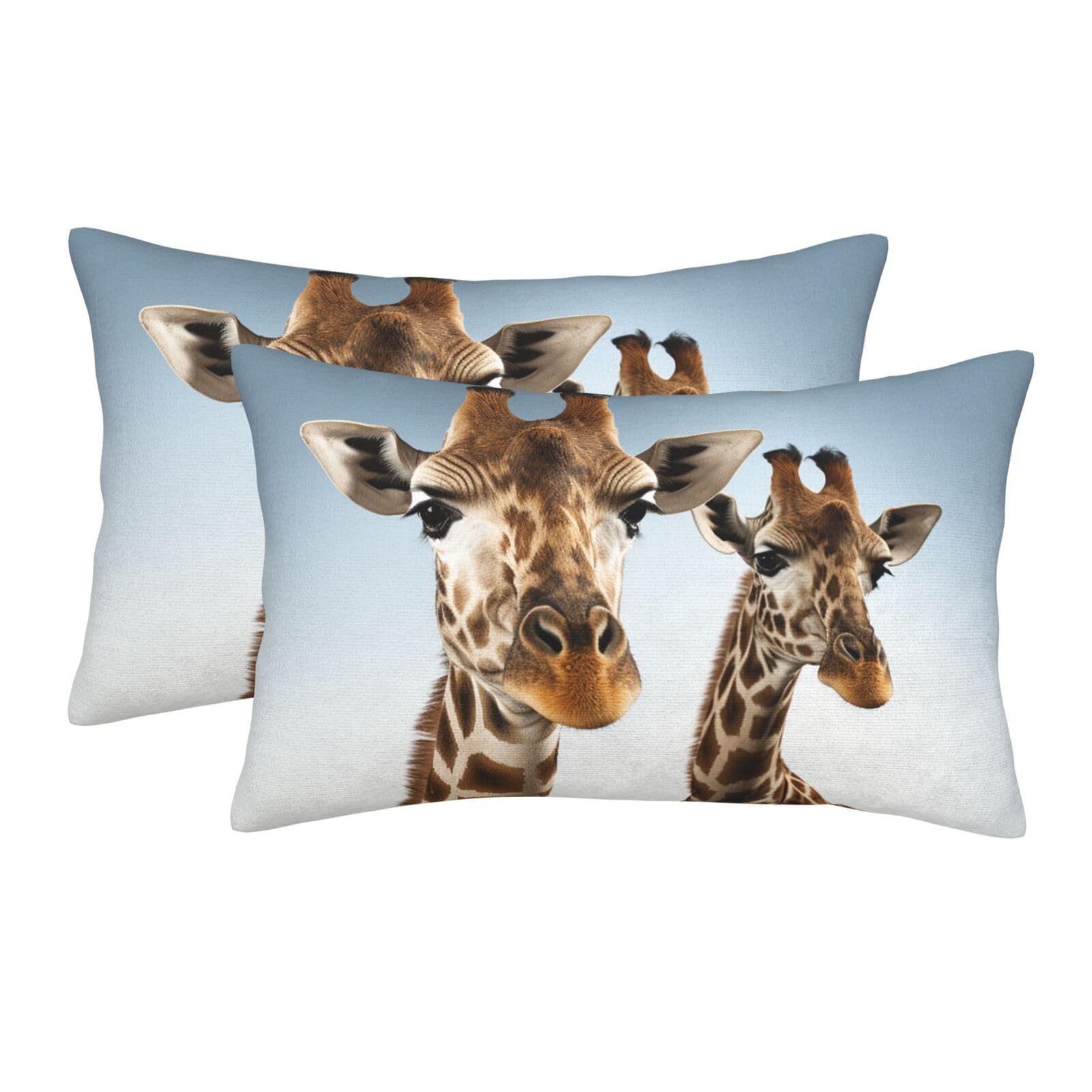 2 Pack Pillow Cases with Hidden Zipper, Soft Breathable Pillow Covers for Hair and Skin, Necks of Giraffe Pillowcases 20"x30" Bed Pillow Protectors Cover for Sleeping Gifts