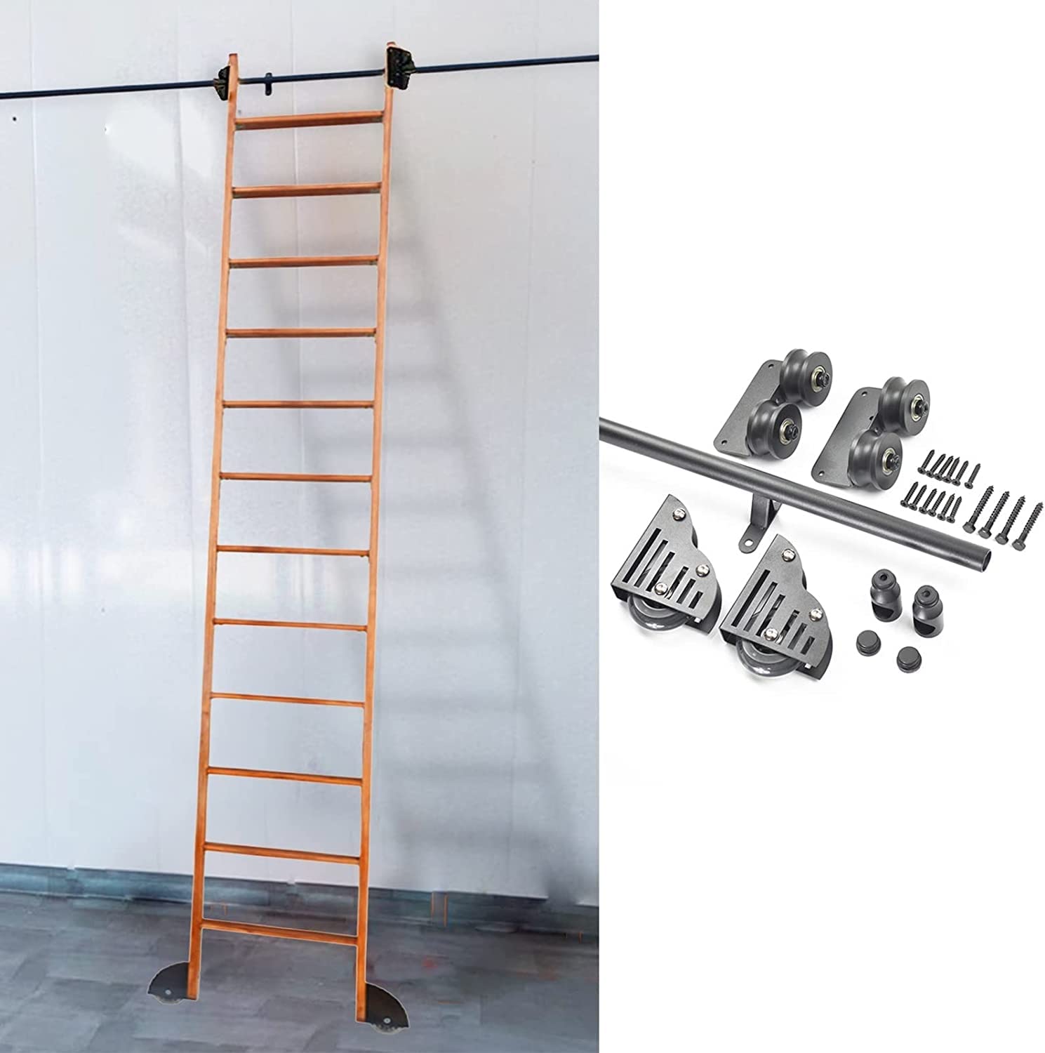 Kit de quincaillerie pour porte de grange coulissante en acier brossé pour design premium
