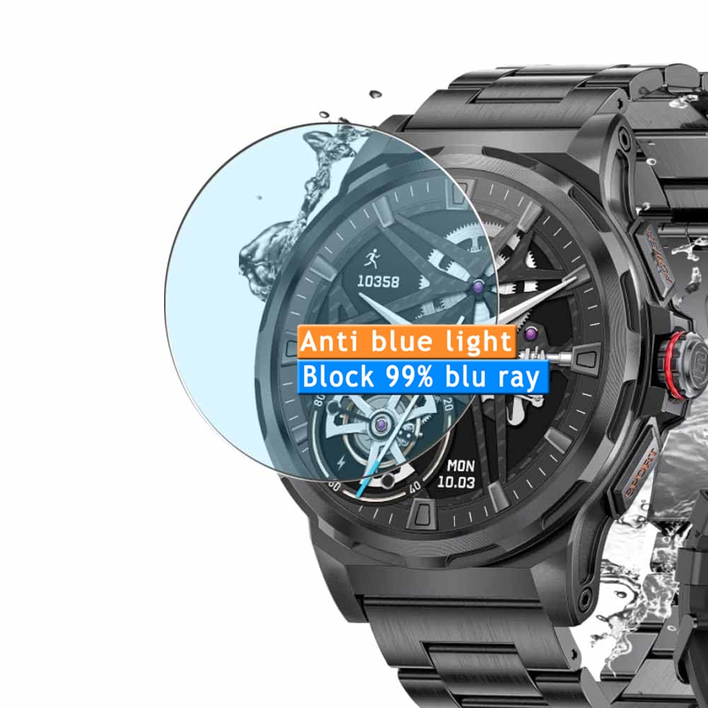 Vaxson 3-Pack Anti Blue Light Screen Protector, compatible with ESFOE LIGE SML6 1.43" smart watch smartwatch, TPU Guard Film Protectors Sticker [NOT Tempered Glass]