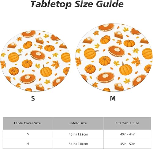 Miniatura 7 de Delerain Mantel redondo ajustable con diseño de tartas de calabaza y calabazas, mantel redondo impermeable con borde elástico, lavable, para