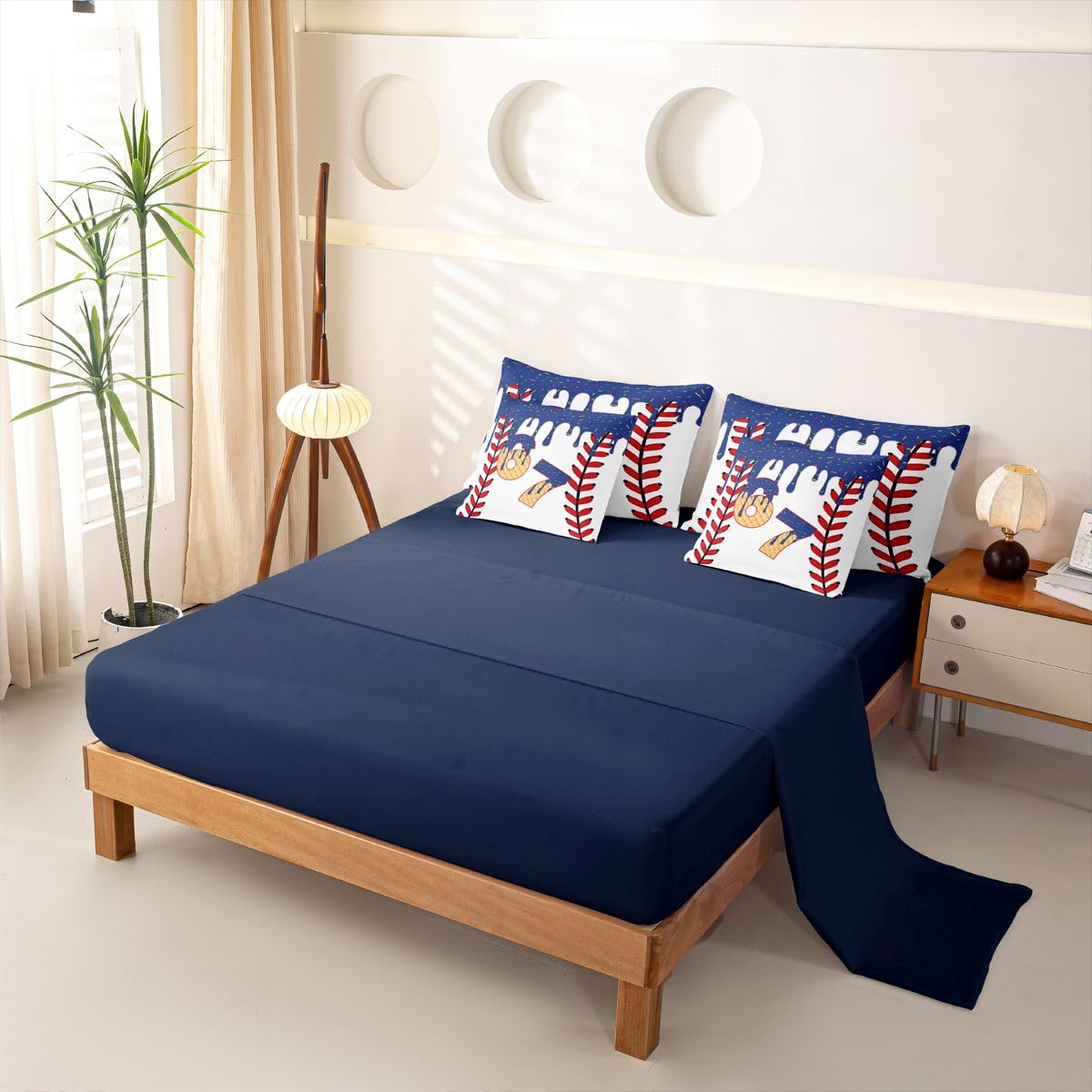 Loussiesd SIX SEVEN 6 7 copripiumino singolo 7 pezzi Baseball Gaming set di biancheria da letto per bambini ragazzi ragazze gioco palla letto in una borsa con copripiumino, lenzuola, federe, federe