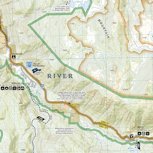 Aspen, Independence Pass Map (National Geographic Trails Illustrated Map, 127) - Image 3