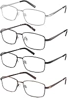 Vista 1 de 4 Pack Reading Glasses for Men, Computer Readers with Spring Hinge, Anti UV Ray/Eye Strain/Glare