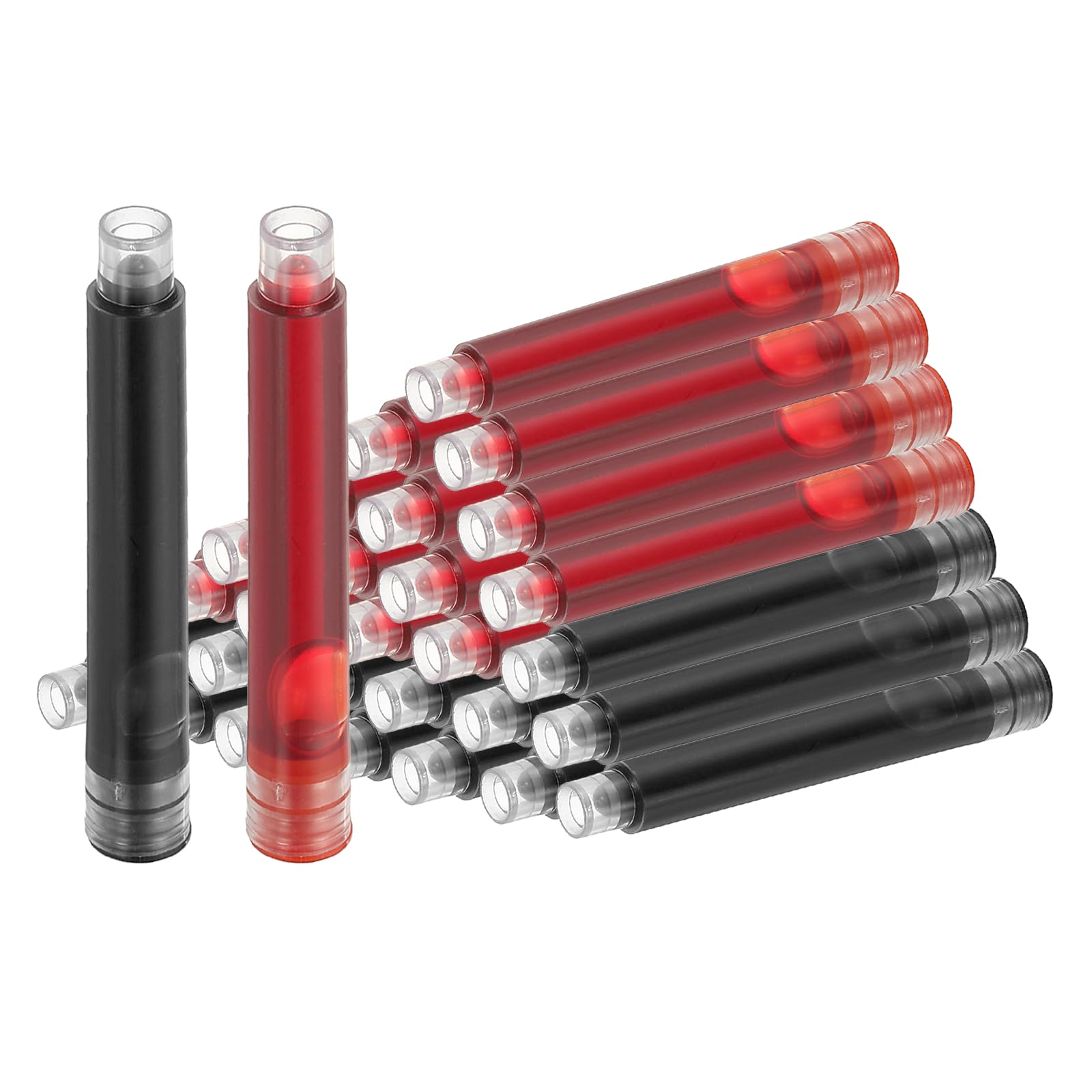PATIKIL 30Pcs Fountain Pen Ink Refills 3.4mm Bore Diameter Black/Red Ink Cartridges International Stand Refill Cartridges for Pen Writing Business