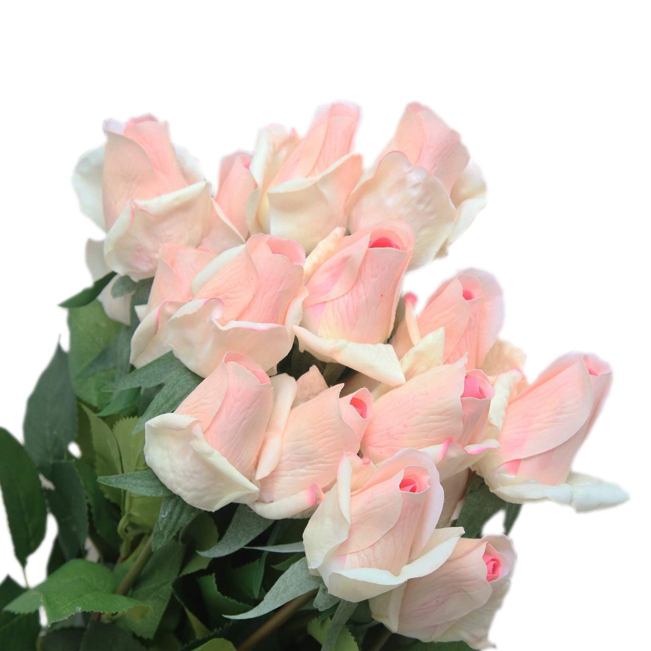 Cn-Knight Champagne 12Pcs Real Look Artificial Rose Buds, 22 Inch Real Touch Silk Rosebud, Realistic Design Artificial Flower With Real Feel Petals,Silk Flower Bud For Wedding Home Décor,