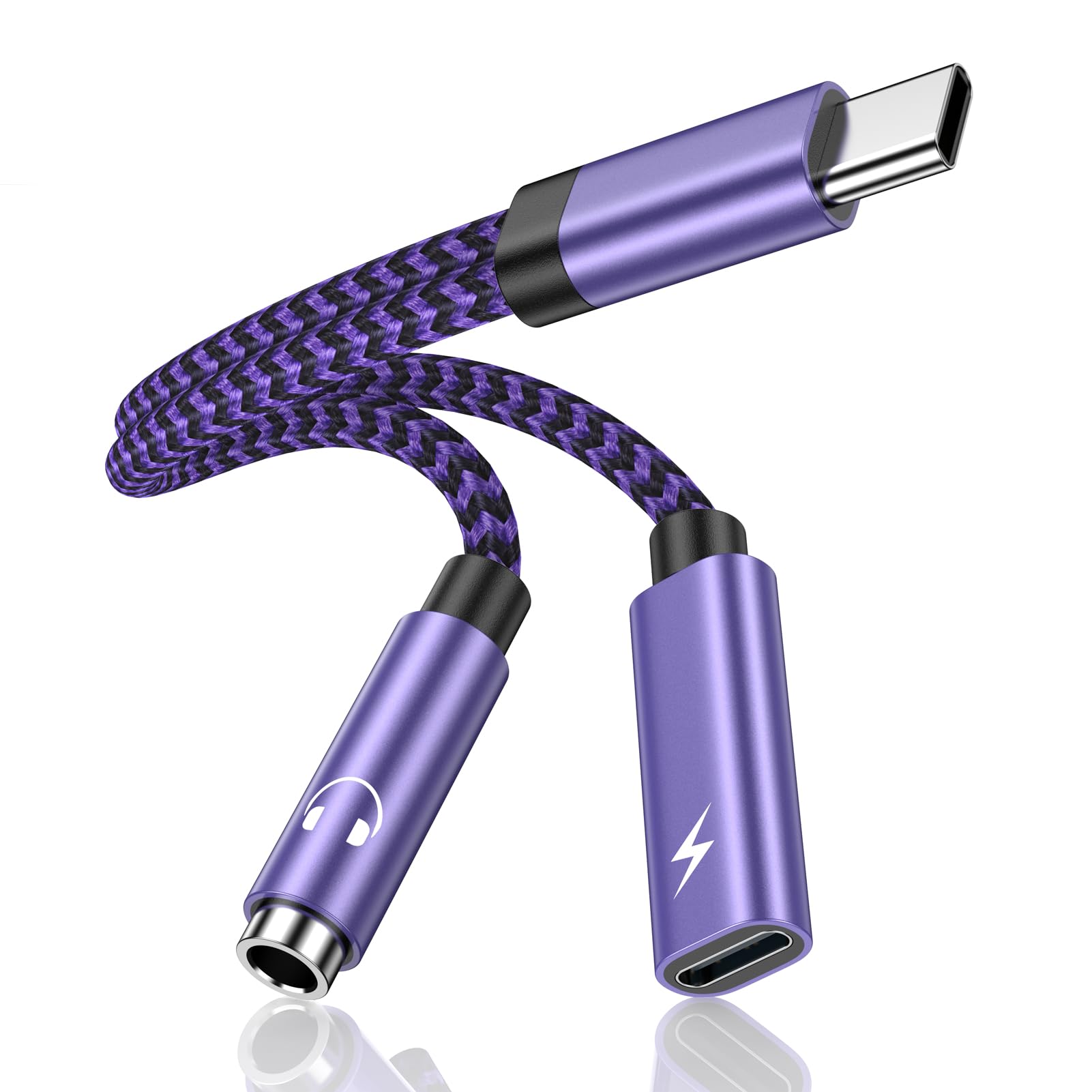 USB Type C to 3.5mm Headphone Jack Adapter Compatible Samsung Galaxy S25 S24 Ultra S23 S22 A16 A15 A14 A54 iPhone 16 15 Pro Max, 2 in 1 USB C to Aux Adapter with PD 60W Fast Charging Dongle Cable Cord