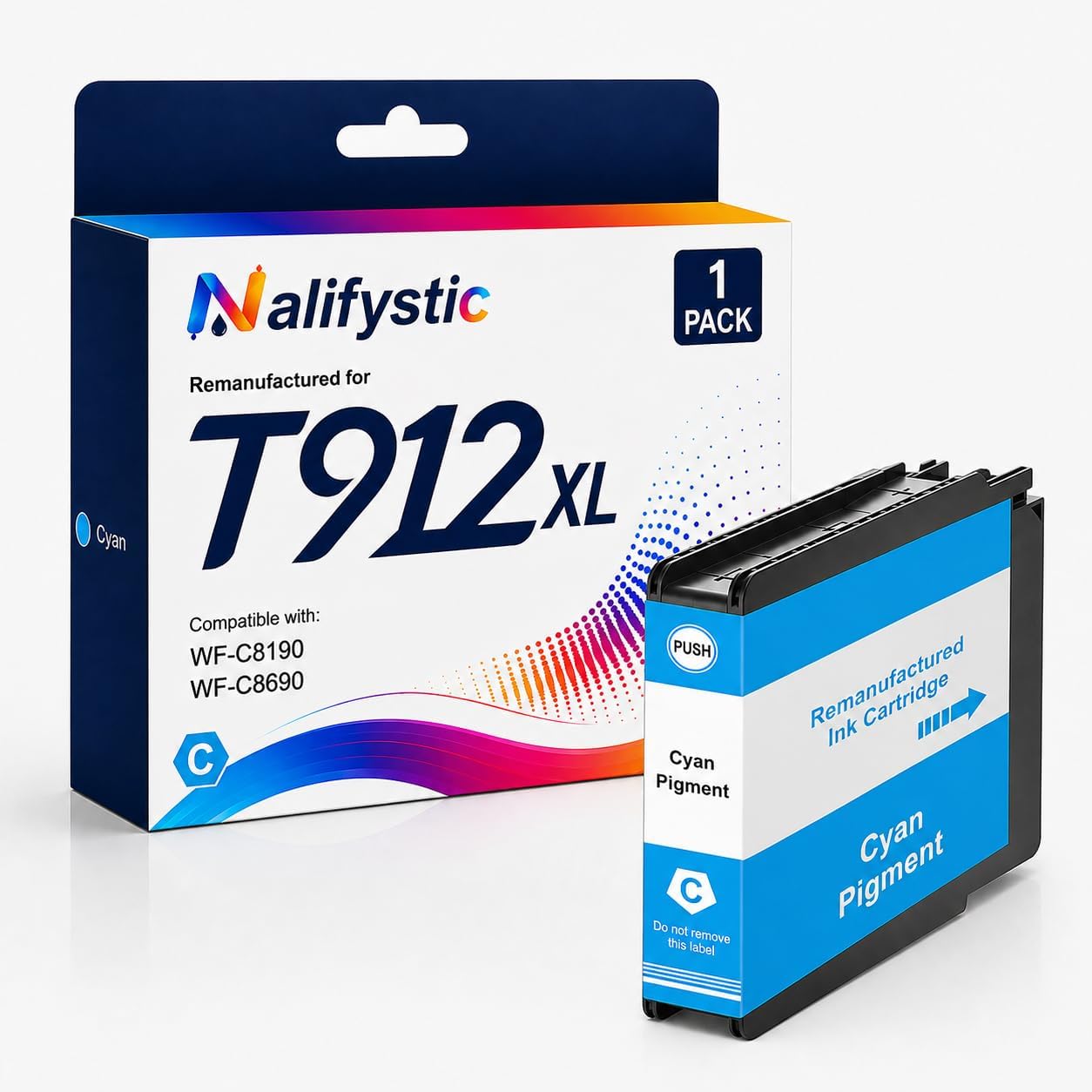 Remanufactured Ink Cartridges Replacements for T912XL T912XL220, 1 Cyan