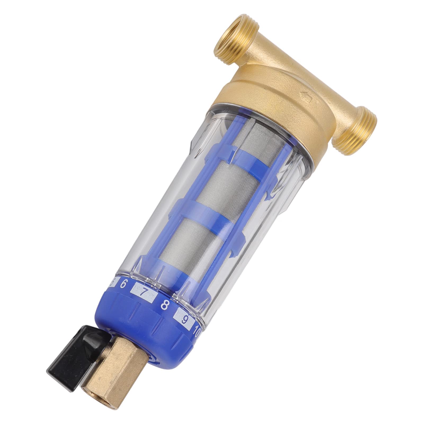 Filtro de Agua de Sedimento Giratorio Reutilizable para Toda la Casa, Filtración de Prefiltro Desechable de 40-60 um, Filtro de Sedimento Giratorio de Gota de Agua de Latón 1