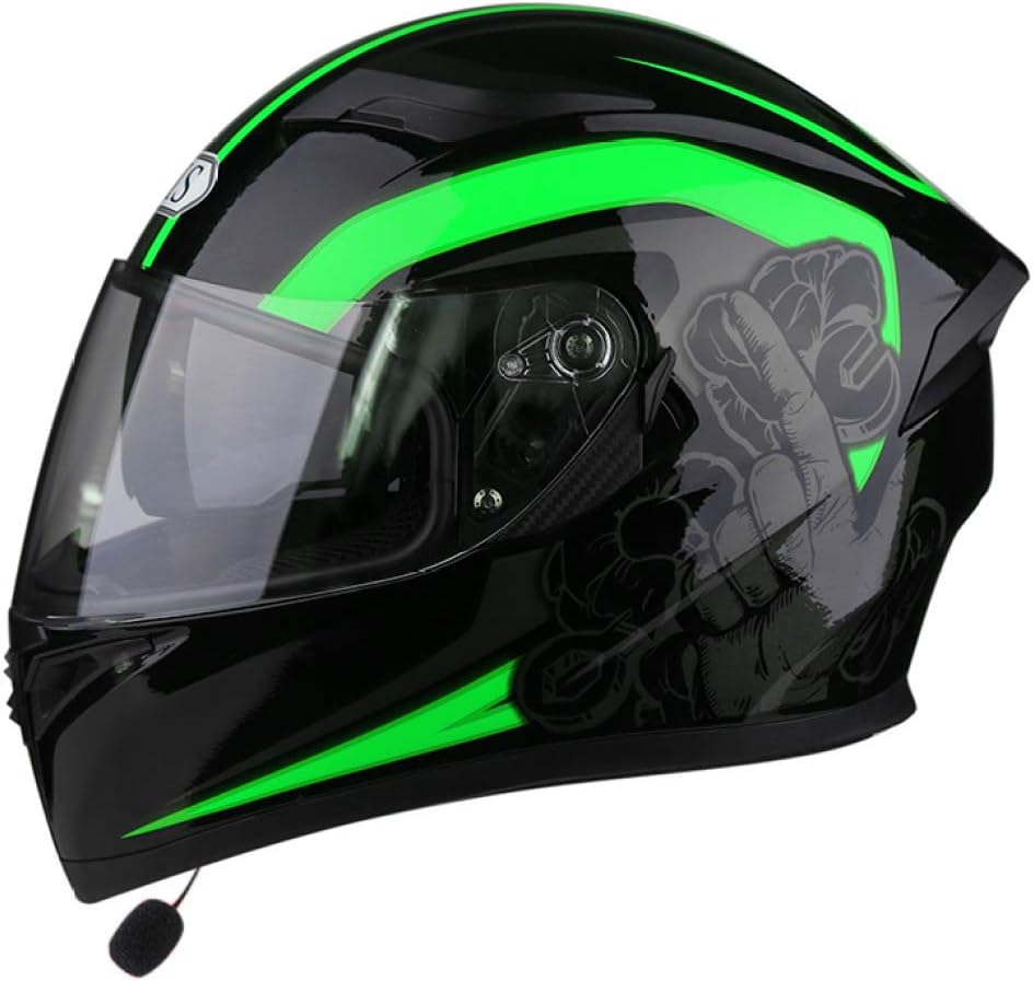 Bluetooth Motorbike Helmet,Scooter Helmet with Leather Removable Lining,ABS Shockproof Motorcycle Helmet,UV-Protective Visor