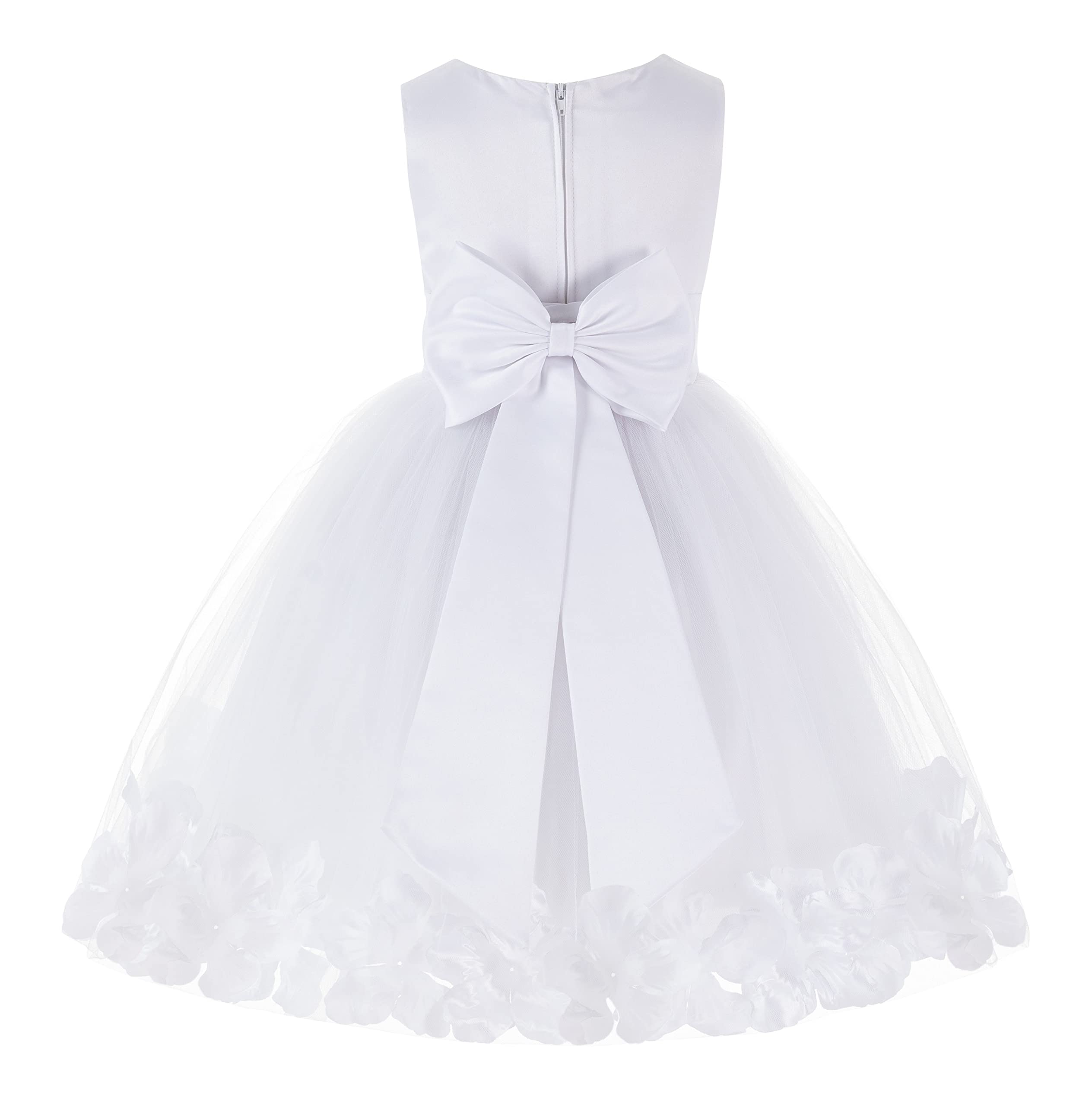 White Tulle Rose Petals Flower Girl Dress Tulle Dress Christening Dress 302T 4