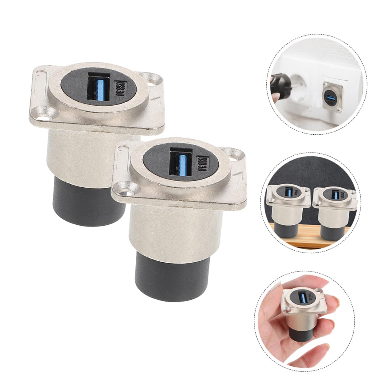 HOODANCOS USB Panel Mount Coupler USB Female Connector for Easy Installation and Material Flush Mount Design Protective Cover for Data Transfer
