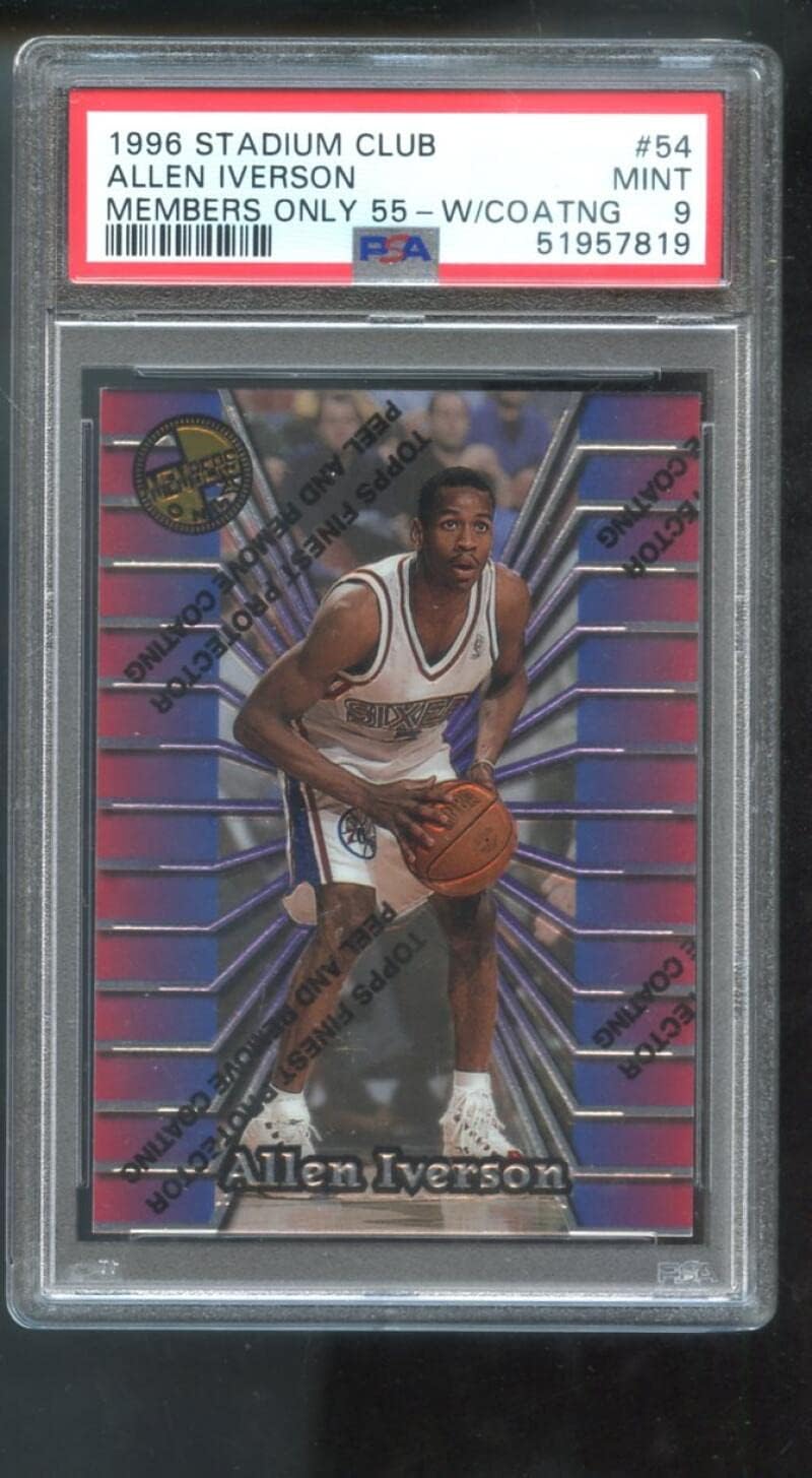 1996-97 Topps Stadium Club Members Only 55 Allen Iverson RC 54 ROOKIE PSA 9 Graded Basketball Card NBA 96-97 1997