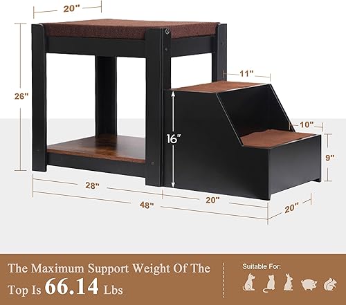 Miniatura 4 de Asiento de ventana grande para perros con escaleras, almohadillas suaves removibles antideslizantes, percha de ventana para perros para mirar por la