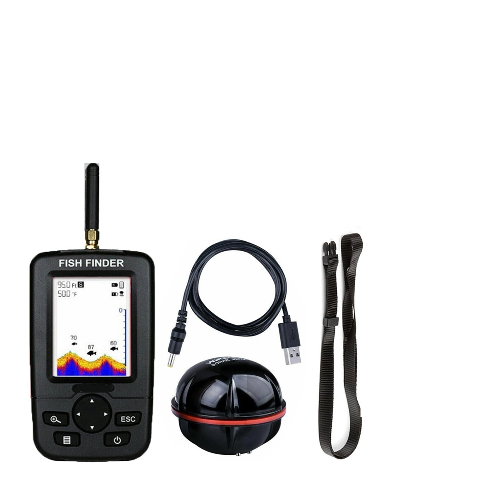Ecoscandaglio, Ecoscandaglio portatile con sensore ecoscandaglio wireless, profondità per