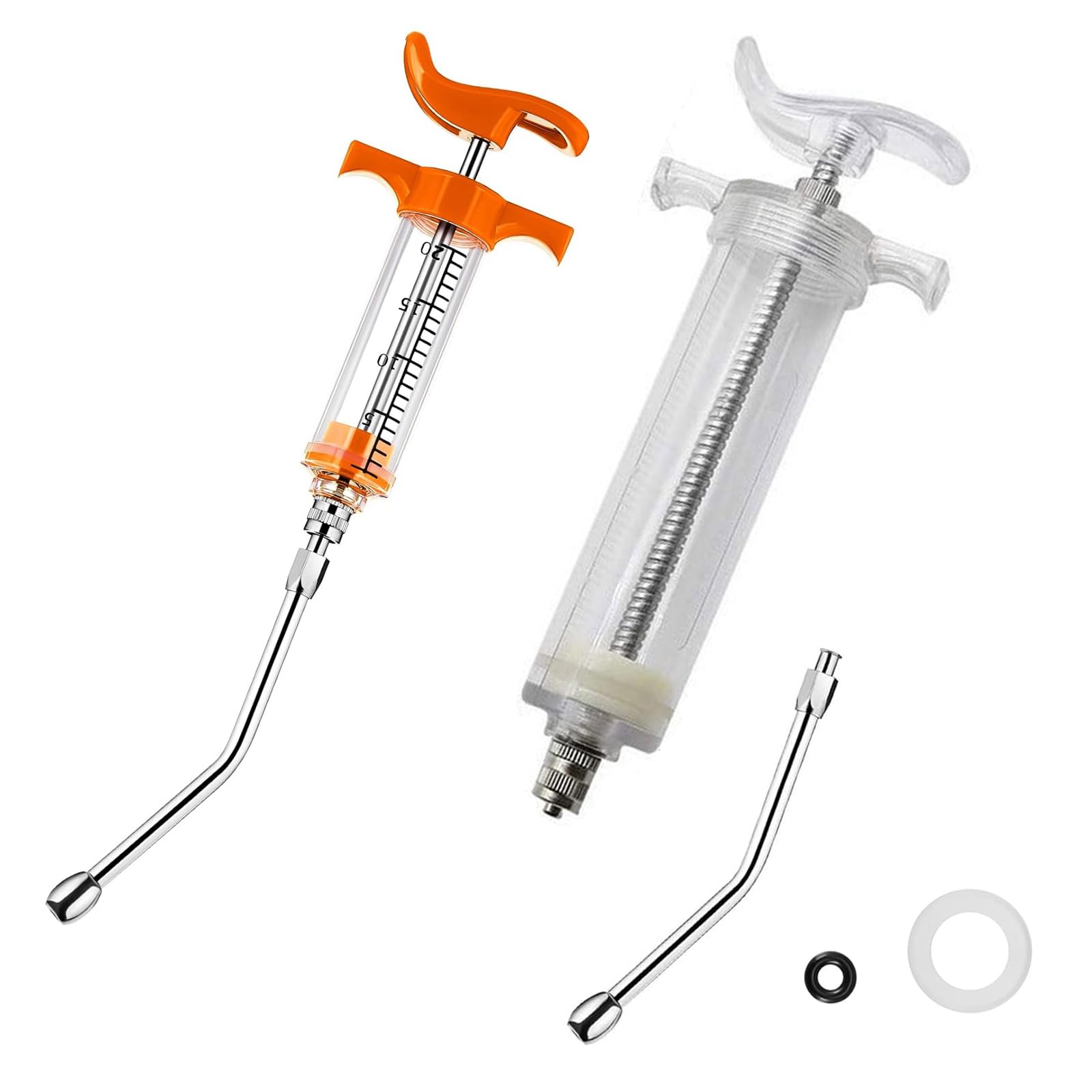 2 Set Feeding Syringe with 2 Drench Nozzle, Adjustable Dosage, Reusable Drench Gun Syringe for Small Animals Newborn Pet Livestock, Small Sheep Pig Dog Cat Bird Feeding Nursing Supplies (10ML+50ML) — Amazon image 5